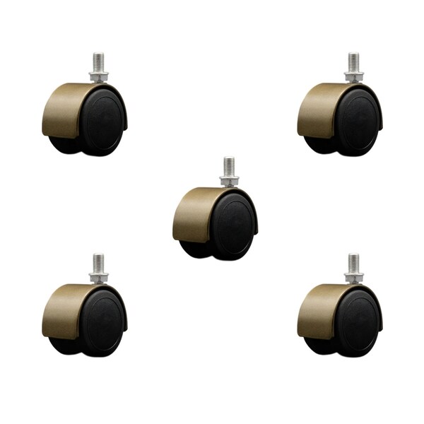 2'' Floor Safe Antique Hooded Twin Wheel Caster 3/8 Threaded Stem, 5PK